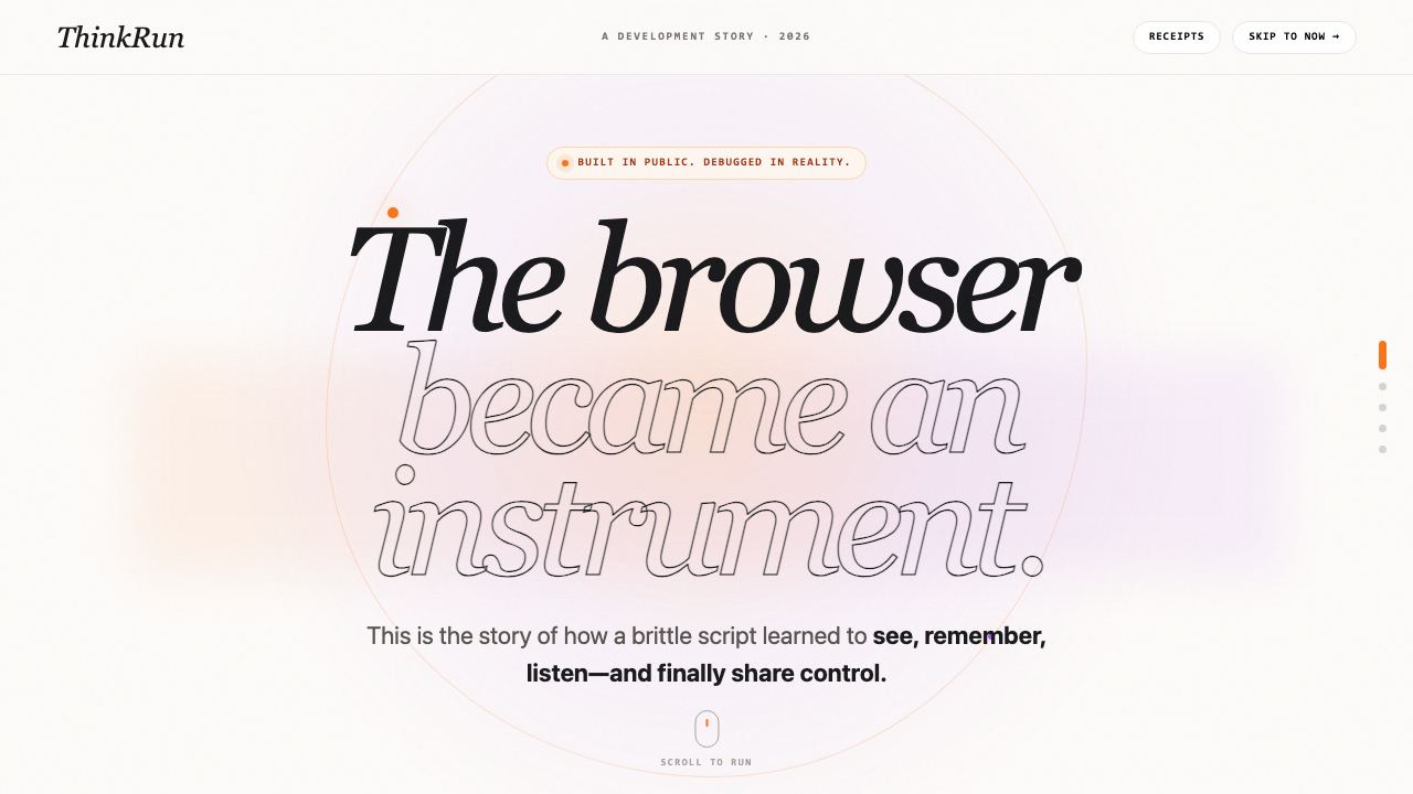 Preview of ThinkRun — The browser became an instrument