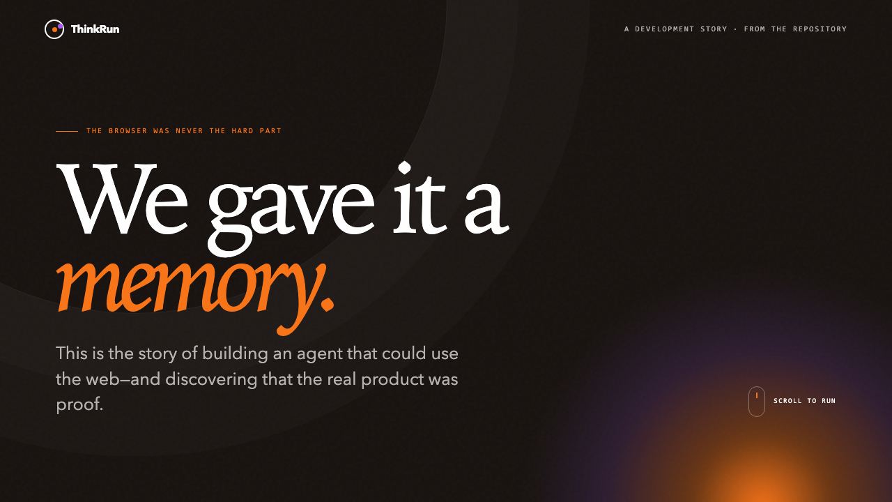 Preview of ThinkRun — We gave the browser a memory