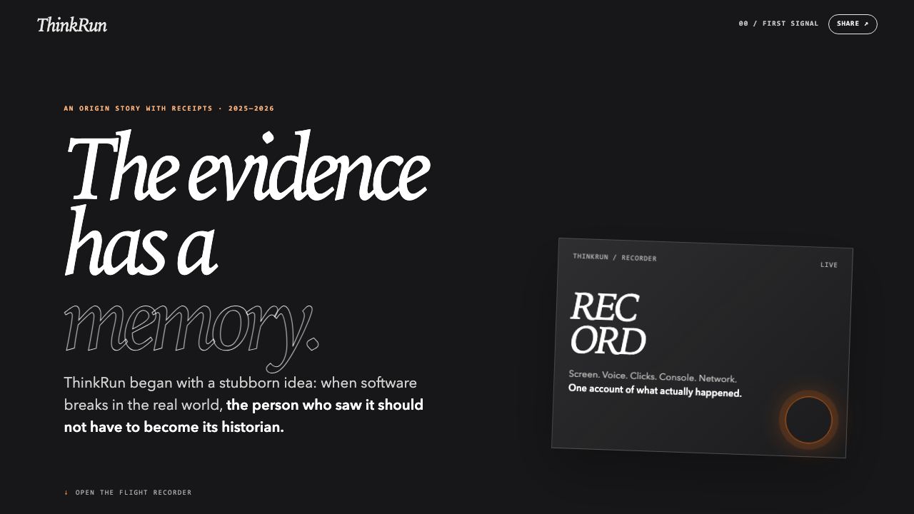 Preview of ThinkRun — The evidence has a memory