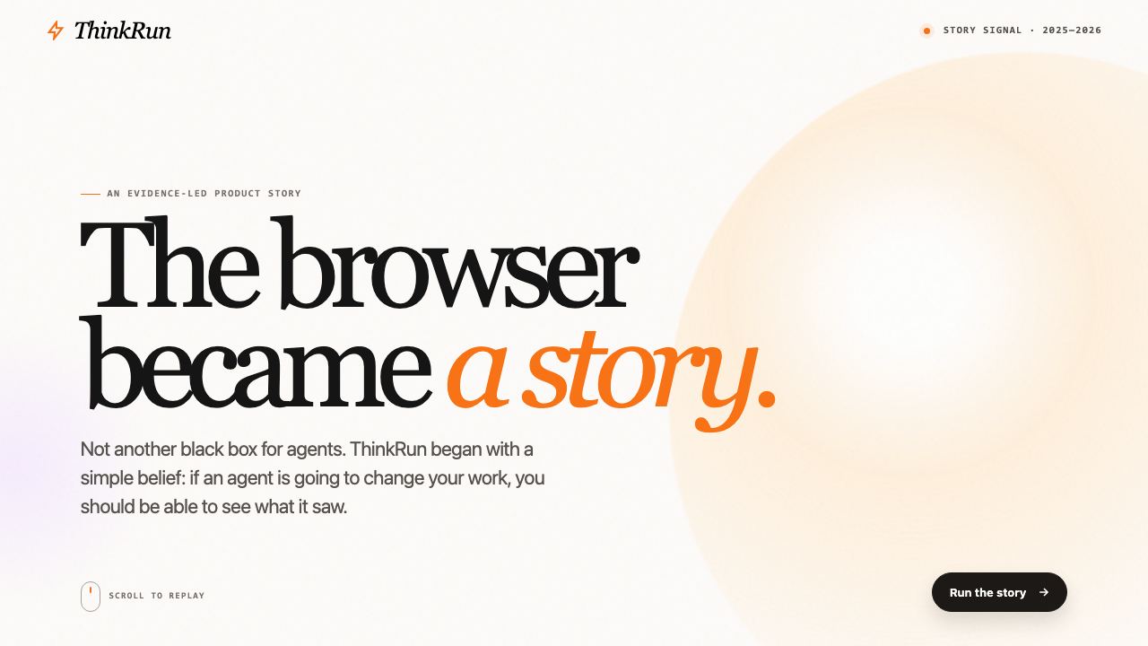 Preview of ThinkRun — The browser became a story